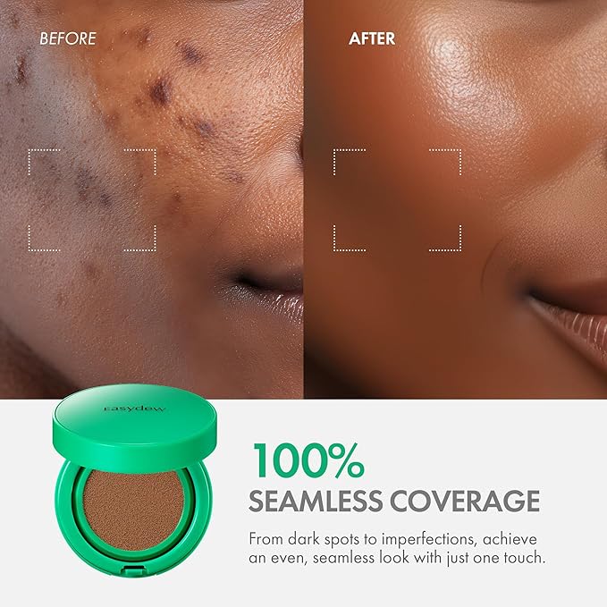 Easydew Mela B Toning Ampoule Cushion - 2-in-1 Korean Skin Care & Face Beauty Makeup - Age-Defying Full Coverage Cushion Foundation with Niacinamide & Hyaluron-Vital C 0.45 oz (#27 Golden)