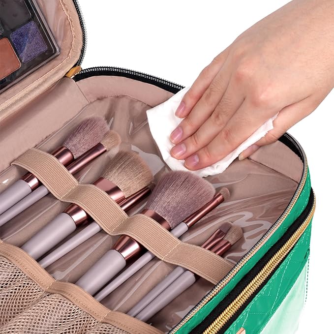 BAFAMYE 8.8L Makeup Travel Bag Women, Large Cosmetic Case, Makeup Bag Organizer Box Travel-Size Accessories Bottles, Brushes, and Skin Care Products, Toiletry Bag for Women 2.33 GAL
