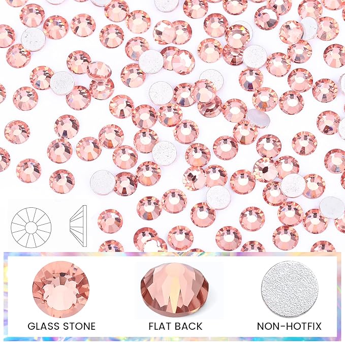 Novani Rhinestones 3000Pcs Flatback Crystal Round Loose Gemstones Glass Rhinestones for Crafts Makeup Nail Art Clothes Shoes DIY Decorations(SS8, 2.3-2.5mm,Champagne)