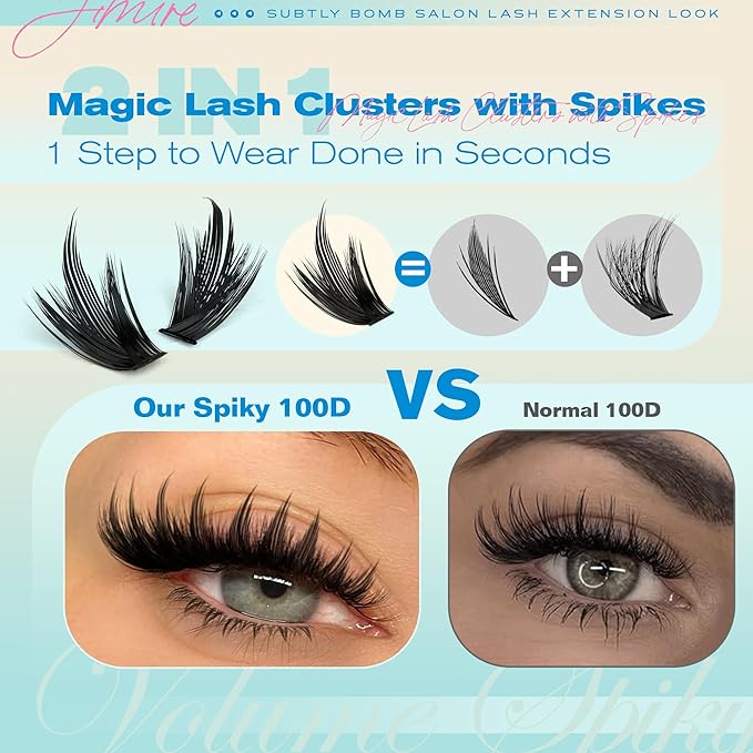 Lash Clusters Wispy 120D Manga Lash Clusters with Lash Spikes 12-18MM D Curly Long Eyelash Clusters Wispy Cluster Eyelash Extensions with Bottom Lashes Anime Individual Lashes Extensions by JIMIRE