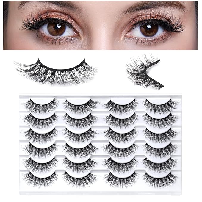 SONAFEEL Eye Lashes Natural Look 3d Mink Natural Eyelashes 15mm 12Pairs Cat Eye Light Reusable False Eyelashes Pack