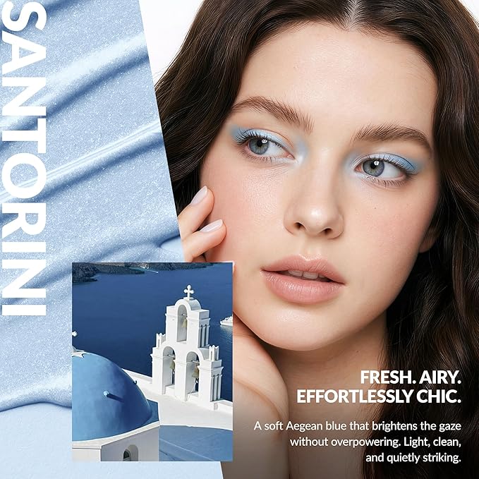 BEPHOLAN Matte Blue Liquid Eyeshadow With Subtle Shimmer.Waterproof,Long-Lasting, Neutral Naked Smooth Creamy Eyeshadow Lightweight(Santorini 01#)