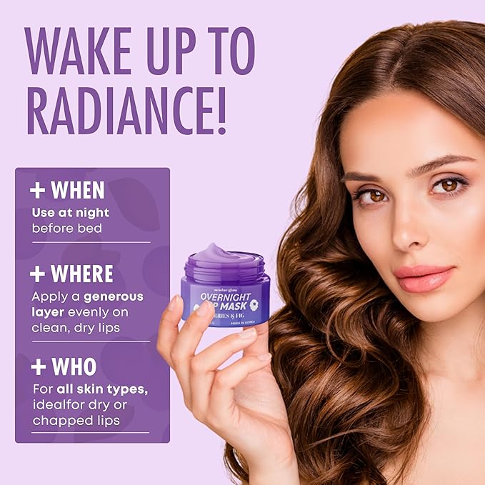 Sundae Glow Lip Mask with Berries & Fig – Overnight Lip Repair, Intense Hydration & Smoothing – Dermatologist Tested, Korean Lip Care – Vegan, Clean Beauty, 95% Natural – 1 Pack