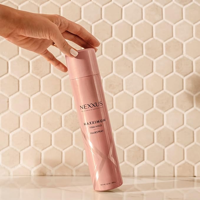 Nexxus Styling Spray Maxximum Finish Firm Hold Hairspray Powered by STYLEPROTECT Technology 10 oz | for Control, Hold, Hairspray, for Women, Hair Styling, Pink