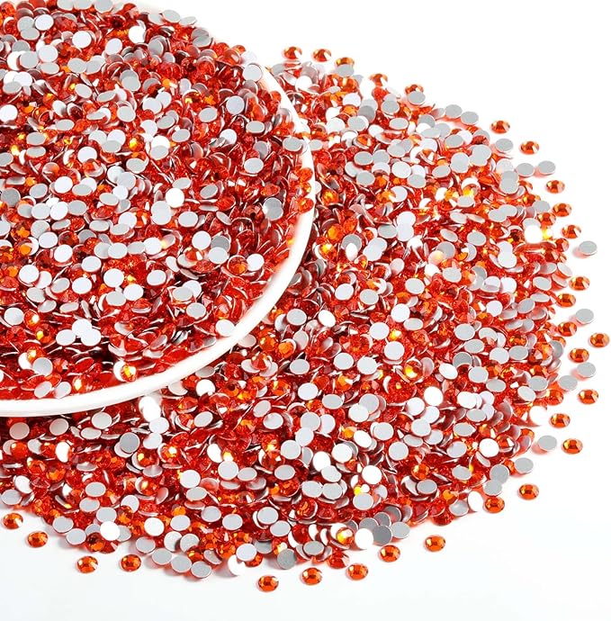 Beadsland Flatback Rhinestones Bulk,14400pcs Orange Rhinestones for Nails Crafts Clothes DIY Decoration, Hyacinth/Orange, SS6, 1.9-2.1mm