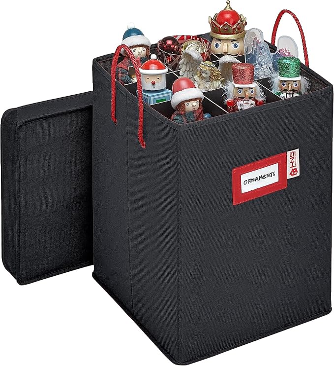 Christmas Nutcracker and Figurine Collectible Storage Box - Stores Up to 9-16" Tall Nutcrackers, Ornaments, and More - Holiday Decor Organizer with Adjustable Dividers - Nutcracker NOT Included