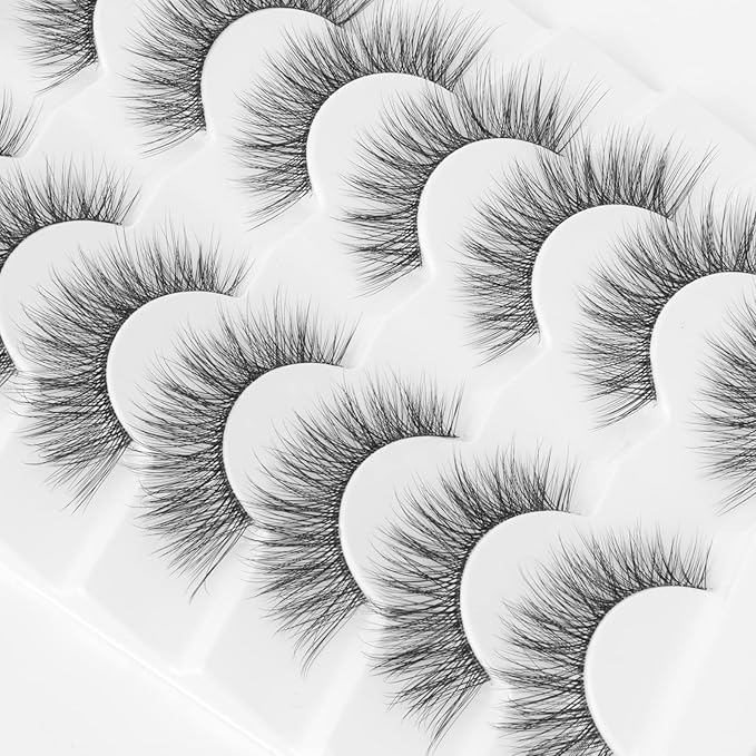 False Eyelashes Fluffy False Lashes Wispy Natural Lashes 3D Faux Mink Lashes 7 Pairs Jiocolor Volume Eye Lashes DJ-20