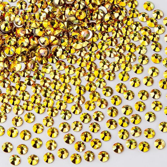 288Pcs Metallic Sunshine Crystal Rhinestones,Glass Flatback Rhinestones Gemstones for Nail Face Makeup Art Crafts Clothes Decoration -(SS30,6.5mm,Metallic Sunshine)