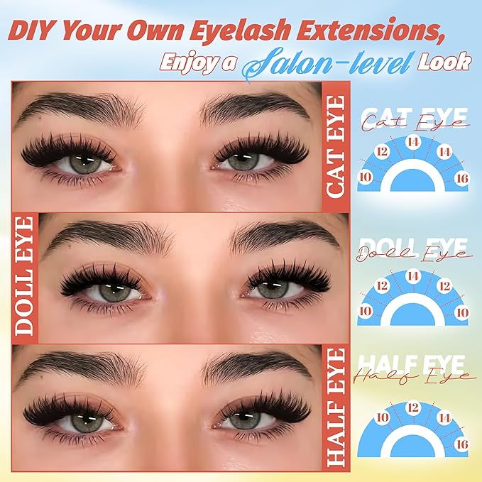 Fyonas Manga Lash Clusters Kit Spiky Anime Cluster Eyelash Extensions with Spikes 300Pcs D Curl Thick Volume Eyelash Clusters 10-16mm DIY Fairy Wispy Individual Lashes Kit (Prism Shard Kit)