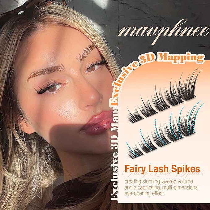 Mavphnee Fox Eye Lash Clusters LC-Curly Eyelash Clusters Wet Look Cat Eye Lash Extensions Fairy Cluster Eyelash Extensions Left & Right Cluster Lashes 90 Pcs DIY Lash at Home