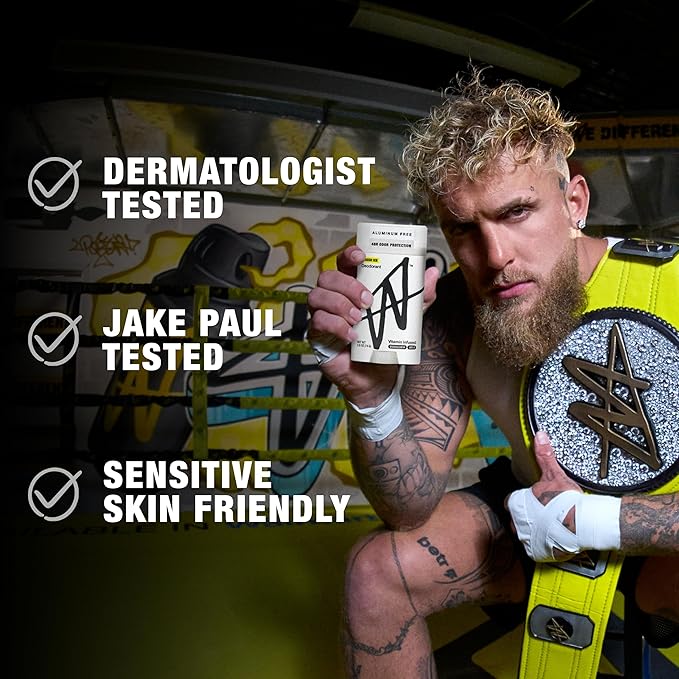 W by Jake Paul Aluminum-Free Deodorant, Odor Blocking, Vitamin-Infused Deodorant for Men - Fresh Ice 2.6 oz (Pack of 2)