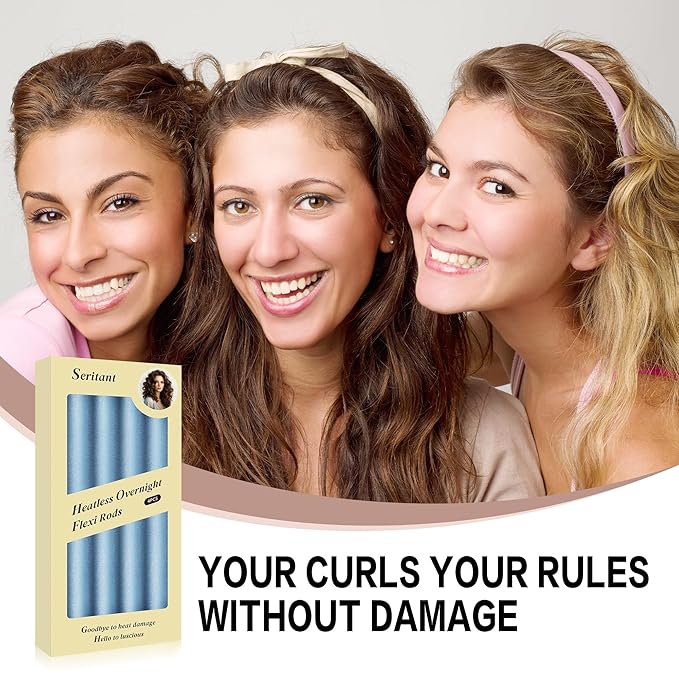 Heatless Curls Overnight Hair Curler - 4 Pcs Curling Rod to Sleep In, Velvet Hair Rollers with Satin Hair Scarf