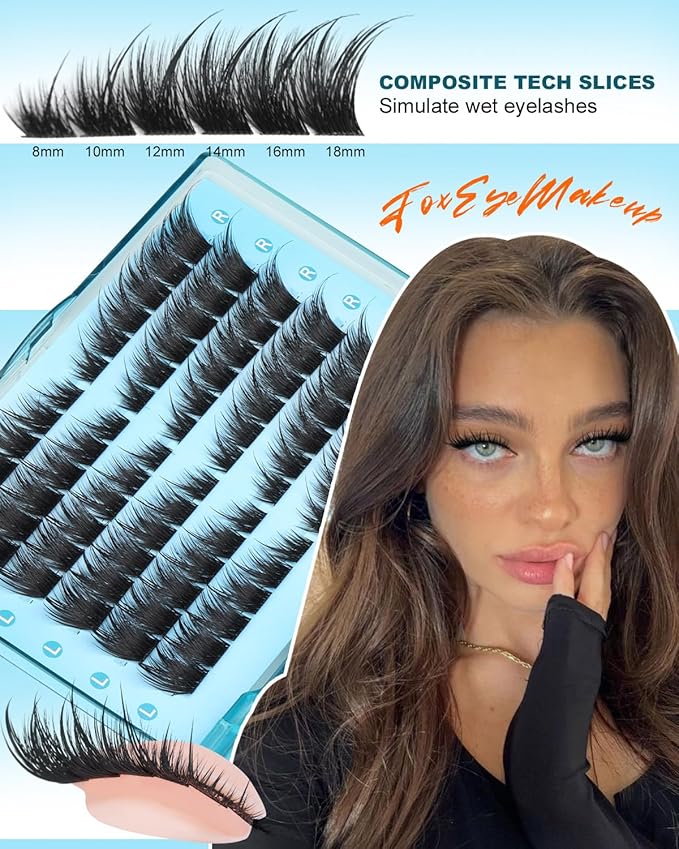 Kiromiro Lash Clusters Wispy Eyelash Clusters Left n Right Cluster Eyelash Extensions Spike Fox Eye Lash Clusters 10-18mm Volume Pre-Mapped Individual Lashes Clusters