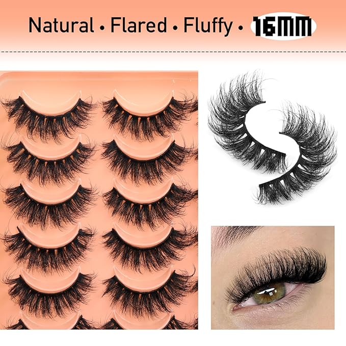 Yawamica Fluffy False Eyelashes Wispy Mink Lashes Pack 4 Styles Full Volume Mink Eyelashes Strip Fake Lashes 20 Pairs