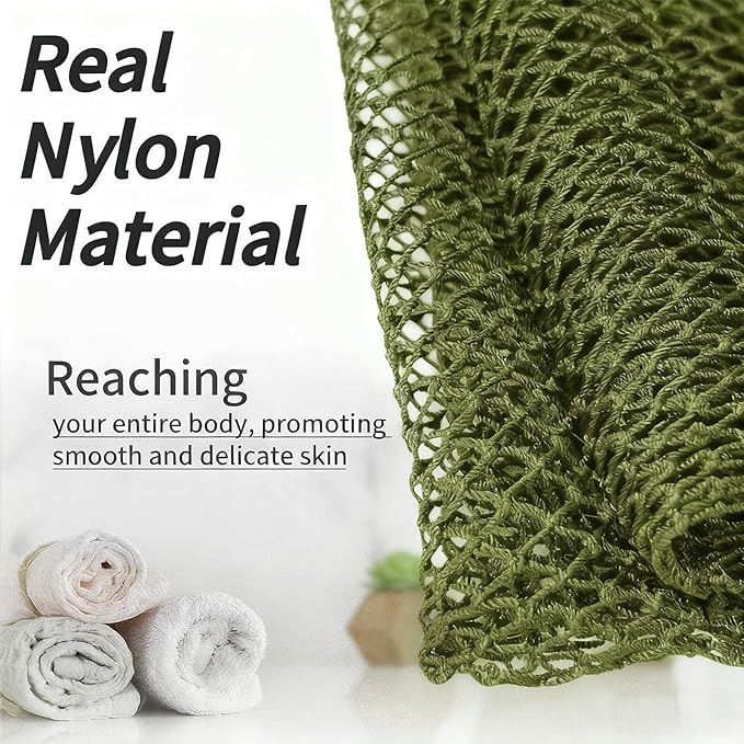 African Net Sponge Authentic, African Exfoliating Sponge Real African Net Black Owned, African Bath Sponge Back Scrubber, Body Exfoliator Shower Bath Accessories (Olive Green)