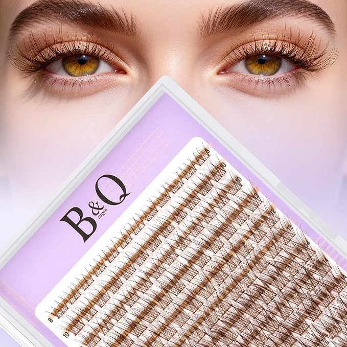 B&Q Brown Lash Clusters Blonde Brown Eyelash Cluster for Light Hair, MochaLash Cluster Eyelash Extensions Soft Browns False Eyelashes Comfortable Eyelash Clusters Perfect for Occasions（MochaLash 03）