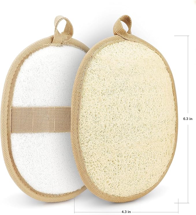 Natural Loofah Exfoliating Body Scrubber Pads, Bath Loofah for Women & Men, 100% Plant-Based Shower Luffa Sponge (3-Pack)