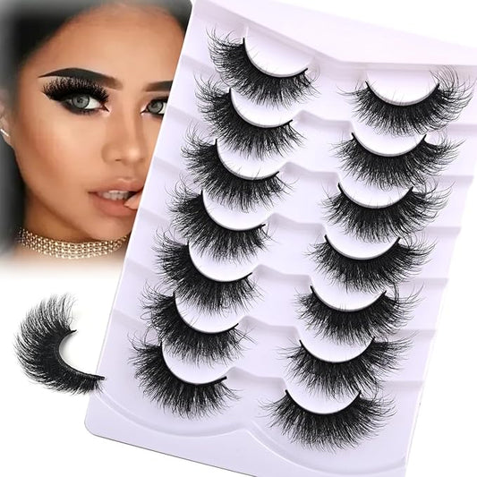 SinuVelve Extra Fluff 6D Volume Lashes 18mm D Curlve False Eyelashes Strips Light Weight Mink Wispy Cat Eye Lashes Flexible Band Reusable 15 Times By Hiklasy