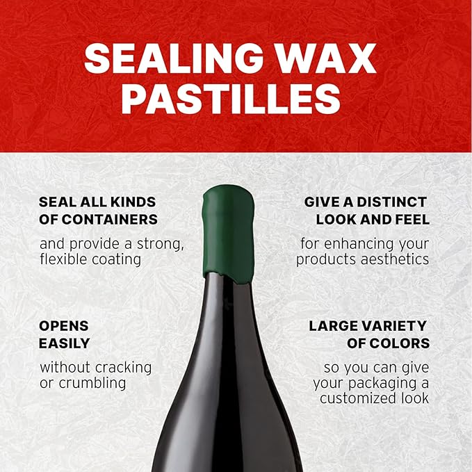 Blended Waxes, Inc. Bottle Sealing Wax, Pastille Wax Seal Beads For Wine, Beer, and Liquor Bottle Sealing, Seals Between 25-30 Bottles, 1 lb, Green