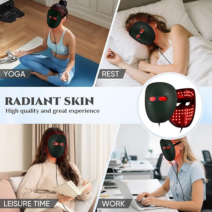 Red Light Mask for Face,Infrared Light Face Mask, 7+1 Color Red Light Face Mask Set with 850nm Near Infrared