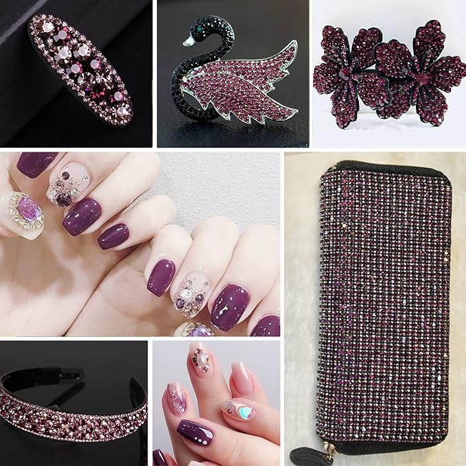 Beadsland Flatback Rhinestones Bulk, 2880pcs Burgundy Rhinestones for Nails Crafts Clothes DIY Decoration, Amethyst, SS30, 6.3-6.5mm