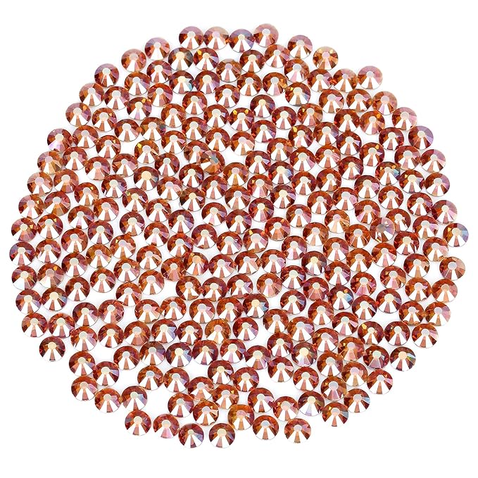 Novani Rhinestones 288Pcs Flatback Crystal Round Loose Gemstones Glass Rhinestones for Crafts Makeup Nail Art Clothes Shoes DIY Decorations(SS30,6.4-6.6mm,Amber)