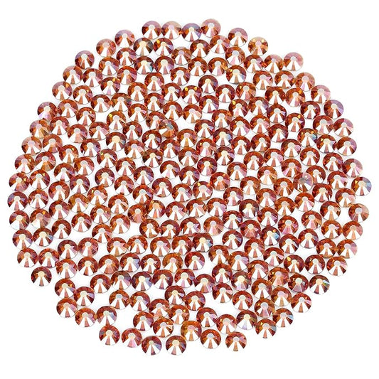 Novani Rhinestones 3000Pcs Flatback Crystal Round Loose Gemstones Glass Rhinestones for Crafts Makeup Nail Art Clothes Shoes DIY Decorations(SS8, 2.3-2.5mm,Amber)