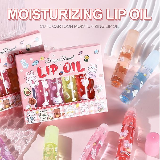 6pcs Roll On Lip Gloss Set, Fruit Flavored Lip Gloss Set Glossy Lip Make-up for Women Non Toxic, Party Gift, Best Friends