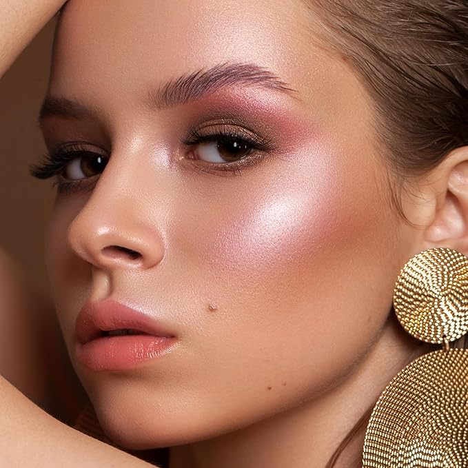 Boobeen Highlighter Makeup Highlighter Palette Powder Shimmer Facial Illuminator Bronzer Palette Waterproof Long Lasting