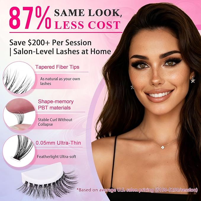 Waltz Lash Clusters Kit - Lash Clusters Lashes D Curl Eyelash Clusters Lash Extension Kit 30D40D50D60DFluffy eyelash clusters kit with Bond and Seal 0.07MM False Eyelashes DIY at Home