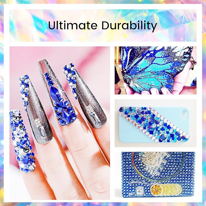 Novani Rhinestones 3000Pcs Flatback Crystal Round Loose Gemstones Glass Rhinestones for Crafts Makeup Nail Art Clothes Shoes DIY Decorations(SS10, 2.7-2.9mm,Sapphire)