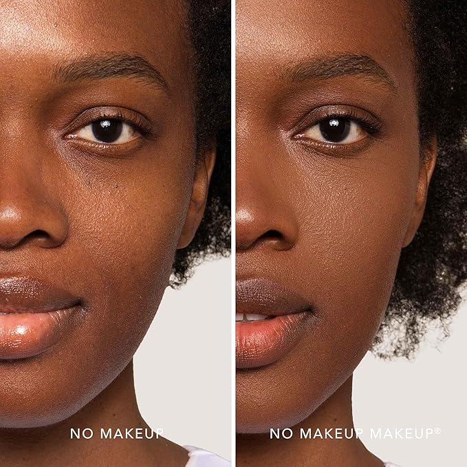 No Makeup Makeup Long-Lasting Lightweight Foundation & Brush Duo | Cruelty-Free, Fragrance-Free, Buildable, Transfer-Proof Makeup (Warm Deep)