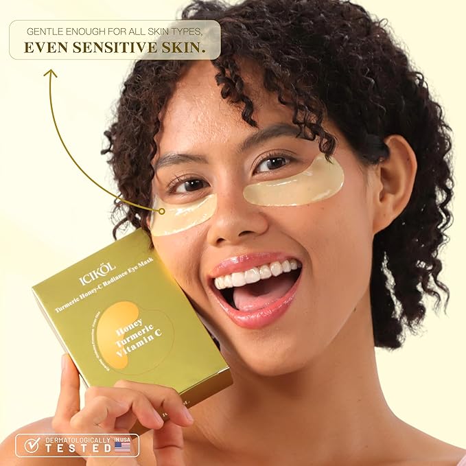 Collagen Under Eye Patches for Puffy Eyes and Dark Circles, Under Eye Mask for Dark Spots with Turmeric, Hydrating Undereye Mask Patches, Christmas Small Gifts for Women (60 Pairs, Turmeric)