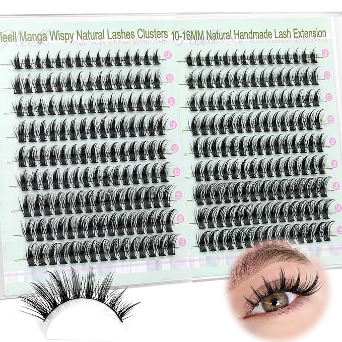 Manga Lash Clusters Anime Spiky Eyelash Clusters 270Pcs Individual Lashes 10-16MM Cluster Eyelash Extensions D Curve DIY Eyelashes Clusters Comfortable Soft Lash Extension by Pleell