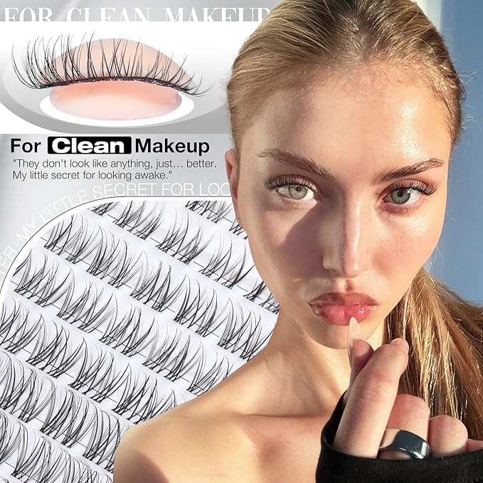 Mavphnee Natural Lash Clusters 8-14MM Venus Eyelash Clusters Soft Velure Cluster Eyelash Extensions Invisible Band CC-Curve Velour Cluster Lashes Daily Wear Easy for Beginners