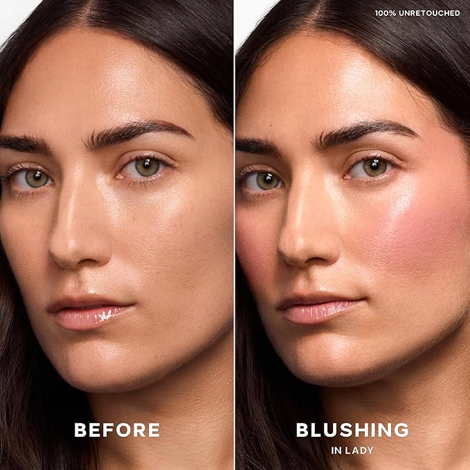 Saie Dew Liquid Blush for Cheeks - Hydrating Cream Blush Stick with a Blendable + Buildable Formula - Skincare Infused Dewy Cheek Tint for a Natural Flush - Glowy Makeup Essential - Lady (.40 oz)