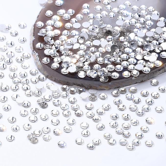 Meibite Crystal Clear Flatback Rhinestones, Glass Rhinestones for Nail Art and Craft, Glue Fix, Loose Crystal Gemstones(Crystal, SS10, 1440pcs, 2.7-2.8mm)
