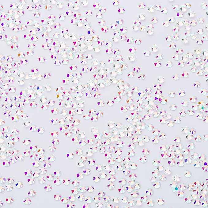 1440Pcs Transparent AB Crystal Rhinestones,Glass Flatback Rhinestones Gemstones Mini for Nail Face Makeup Art Crafts Clothes Decoration -(SS8,2.4mm,Transparent AB)