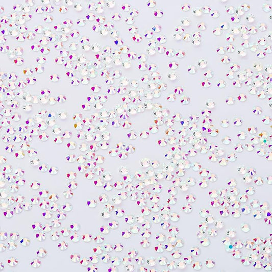 1440Pcs Transparent AB Crystal Rhinestones,Glass Flatback Rhinestones Gemstones Mini for Nail Face Makeup Art Crafts Clothes Decoration -(SS8,2.4mm,Transparent AB)
