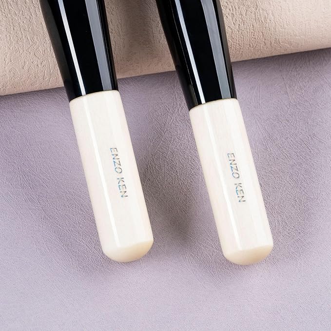 Natural Black Goat Hair Kabuki Powder Brush, Natural Hair Blush Brush & Contour Brush, Natural Face Powder Brush, Natural Bristle Makeup Brushes for Powder Contour and Bronzer (K804)