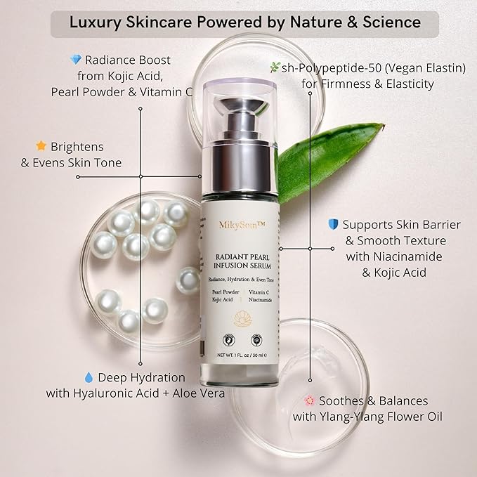 MikySom™ Radiant Pearl Infusion Face Serum with Vitamin C – Brightening & Hydrating (30ml)