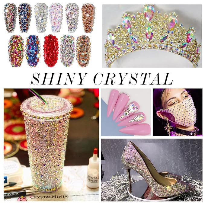 3000Pcs Crystal Ab Crystal Rhinestones,Glass Flatback Rhinestones Mini Gemstones for Nail Face Makeup Art Crafts Clothes Decoration -(SS10,2.8mm,Crystal Ab)