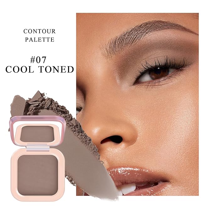 Contour Powder Palette, Matte Smooth Texture Ultra-fine Lightweight Blendable Pressed Powder, Multiuse Baked Contour for Face Sculpting Makeup-COOL TONED
