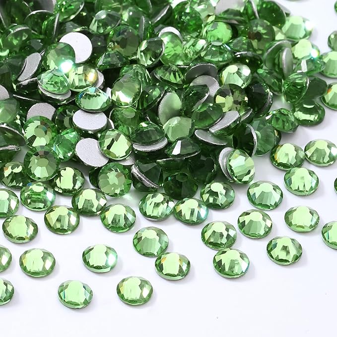 Meibite Light Green Flatback Rhinestones, Glass Rhinestones for Nail Art and Craft, Glue Fix, Loose Crystal Gemstones(Lt.Green, SS16, 1440pcs, 3.8-4.0mm)
