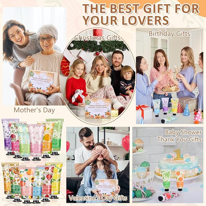 120 Pack Hand Cream Gift Set For Women, Mini Hand Lotion Travel Size in Bulk for Dry Cracked Hands, Graduation Gifts, Teacher Appreciation Gifts, Thanksgiving gift, Bridesmaid Gift,Party Favors