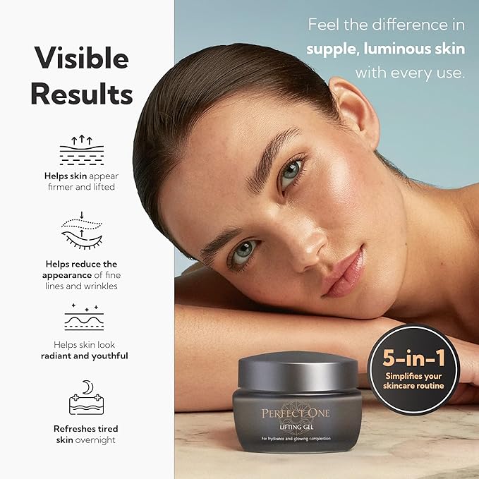 PERFECT ONE Lifting Gel – All-in-One Face Moisturizer & Anti-Aging Serum – With Collagen, Niacinamide, Retinol, VC & Hyaluronic Acid – Firms, Brightens, Hydrates, and Smooths Fine Lines, 50g