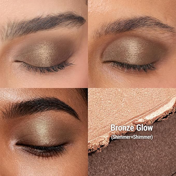 exmiloo Cream Eyeshadow Stick - 2-in-1 Dual-Ended Shimmer Eye Shadow Stick - Silky Smooth, Waterproof, Crease-Proof, Long-Lasting Eyeshadow for Women Girls (Bronze Glow)