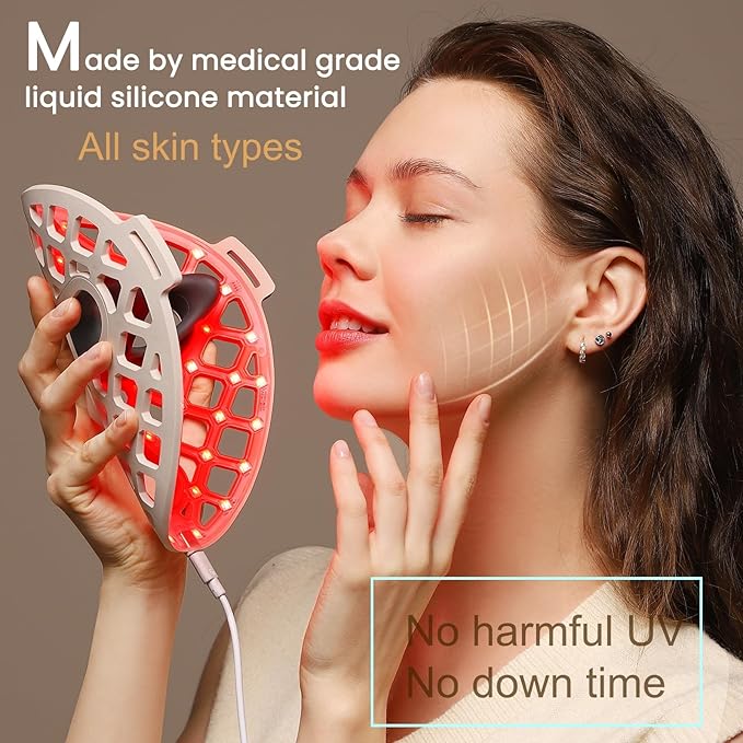 Beauty LED mask – Red Light & Infrared Light Therapy Face Mask for Wrinkles – Blue Light for Acne – Multi-wavelength for Skincare – Rechargeable for Home Use and Travel