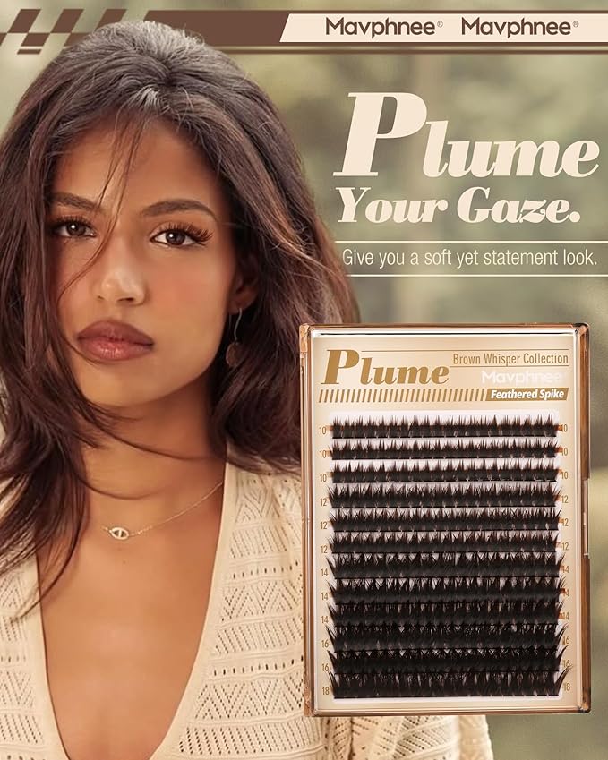 Brown Lash Clusters Wispy Fluffy Eyelash Clusters Volume Individual Lashes Natural Cluster Eyelash Extensions Volume Dark Brown Cluster Lashes Extensions 240Pcs DIY Lash Pack (10-18MM, CC-Curly)