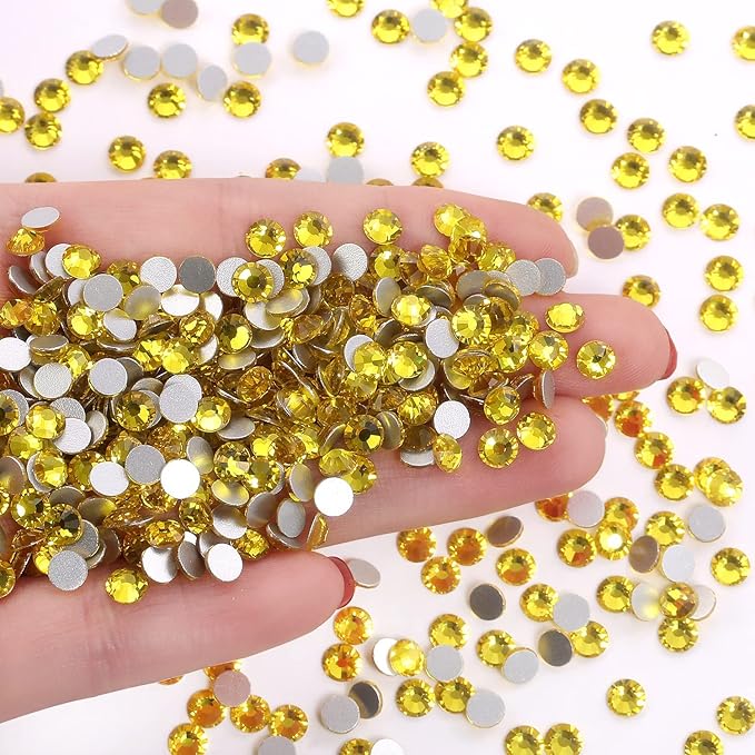 3000Pcs Lemon Yellow Crystal Rhinestones,Glass Flatback Rhinestones Mini Gemstones for Nail Face Makeup Art Crafts Clothes Decoration (SS10,2.8mm,Lemon Yellow)